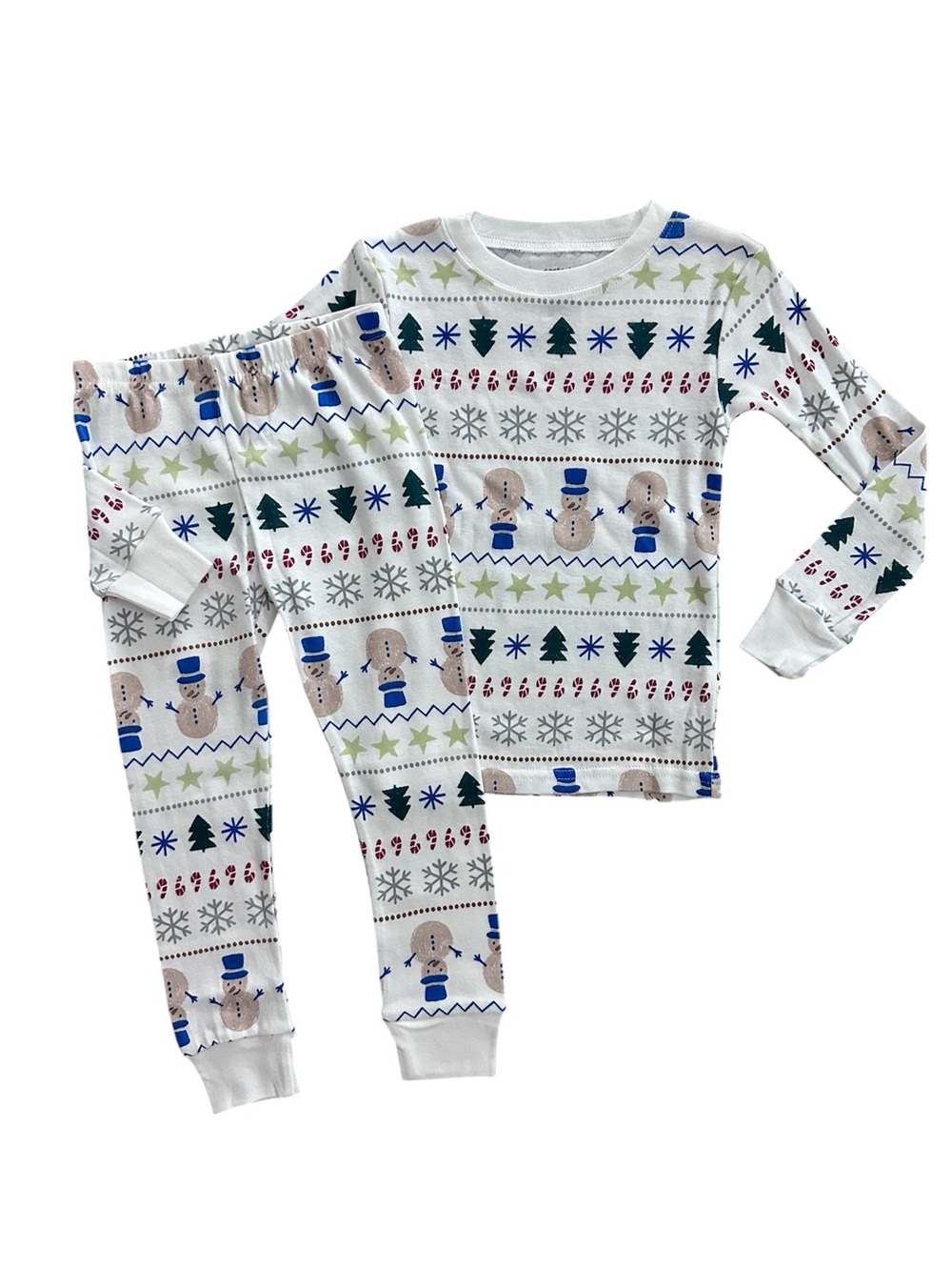 Carter’s Snowman Fair Isle Long Sleeve Snug Fit-2 Piece Pajama Set Size 5T NWT